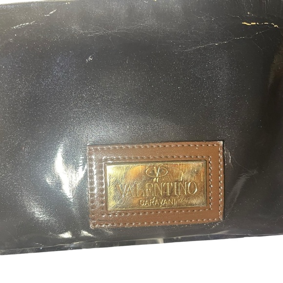 Valentino Leather Bow Clutch, Black & Brown w. Gold Hardware - ALL SHIPS FREE - Picture 3 of 7